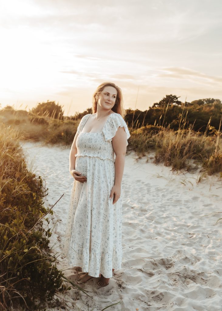 pregnancy photography on the beach in Wrightsville NC